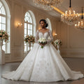 Elegant Long Sleeve Lace Ball Gown Wedding Dress