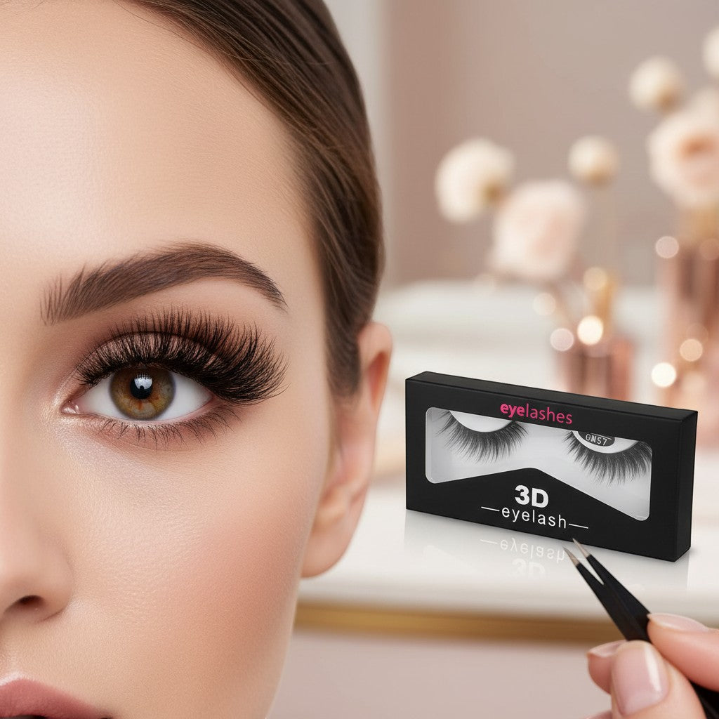 Aurapal 1 pair of 3D strip eyelashes, black, natural volume, lightweight and reusable for dramatic eye enhancement.