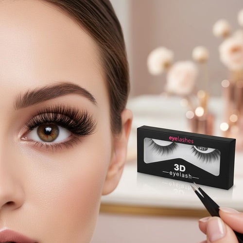 Aurapal 1 pair of 3D strip eyelashes, black, natural volume, lightweight and reusable for dramatic eye enhancement.
