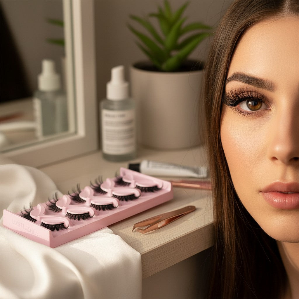 Aurapal Eyelashes 05 Oblique pairs, black, natural volume, lifted effect, reusable false lashes.
