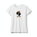 Aurapal white cotton crew neck t-shirt featuring a Black Princess graphic with a leopard-print crown and gold text.