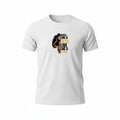 Aurapal white cotton crew neck t-shirt with a graphic of a woman wearing a crown and motivational text in gold and black