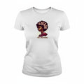 Aurapal white crewneck t-shirt featuring a bold graphic of a woman with natural hair and Savage Not Average text.